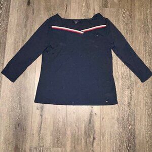 Tommy Hilfiger Women's Navy Blue Long Sleeve Shirt Size XL
